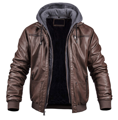 Heinrich | Stilvolle Leder Winterjacke mit Hoodie