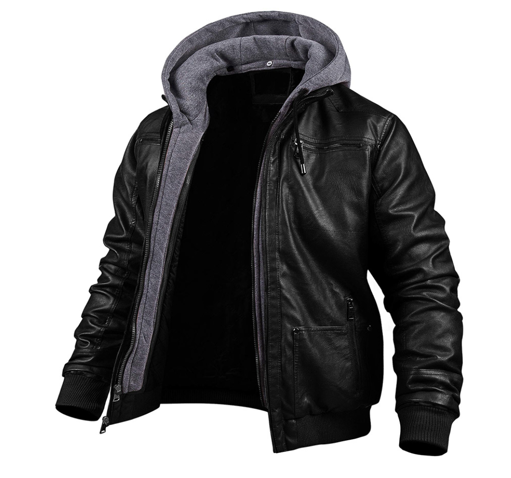 Heinrich | Stilvolle Leder Winterjacke mit Hoodie