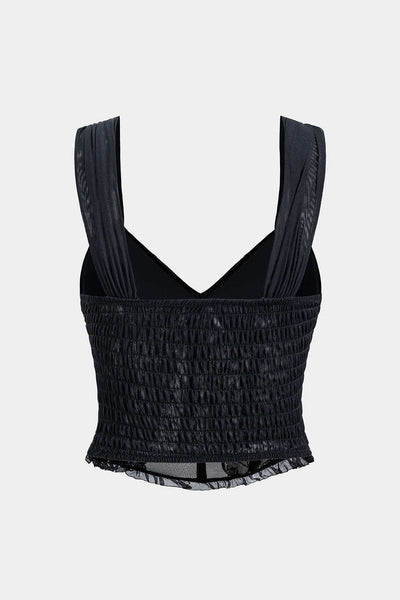 Amy | Korsett-Top mit floraler Stickerei & Mesh