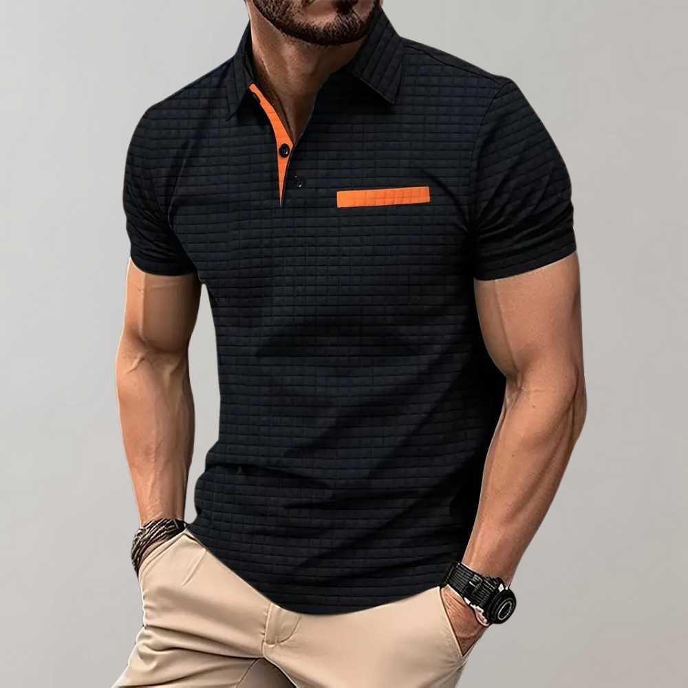 Liam | Waffelstrick-Poloshirt mit auffälliger Kontrastfarbe