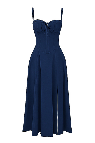 Sophia | Feminines Midikleid mit Corsage, Trägern & schwingendem Rock