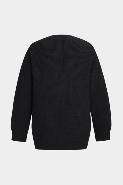 Ella | Schwarzer Strick-Cardigan mit Denim-Patches – Der perfekte Mix aus Komfort und Stil