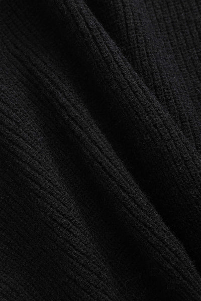 Ella | Schwarzer Strick-Cardigan mit Denim-Patches – Der perfekte Mix aus Komfort und Stil