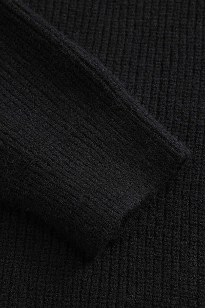 Ella | Schwarzer Strick-Cardigan mit Denim-Patches – Der perfekte Mix aus Komfort und Stil