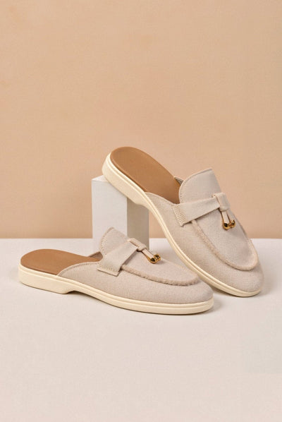 Elegante Beige Loafers mit Goldenen Akzenten – Stilvoll und Komfortabel