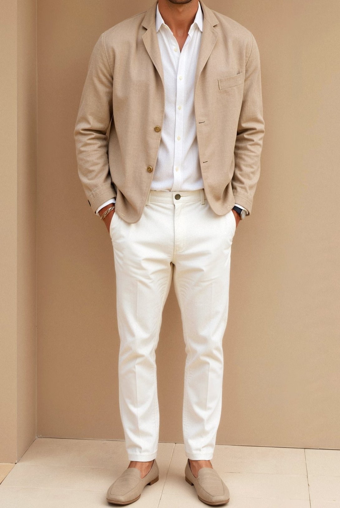 Lorenzo – Minimalistische Herren-Hemdjacke in Beige