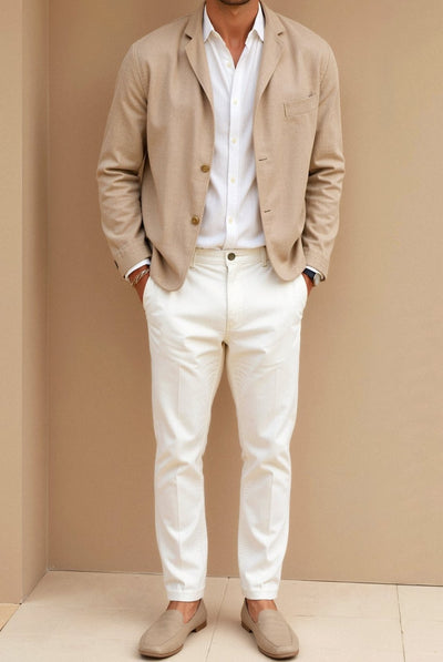 Lorenzo – Minimalistische Herren-Hemdjacke in Beige
