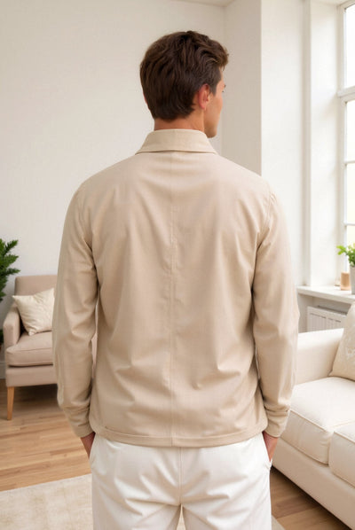 Lorenzo – Minimalistische Herren-Hemdjacke in Beige