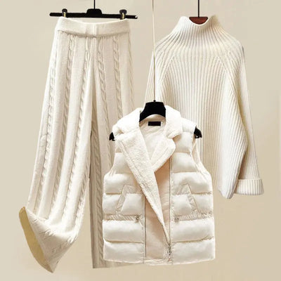Angela | Dreiteiliges Luxus-Strick-Winterset – Eleganz und Wärme für Kalte Tage Zendoo.de