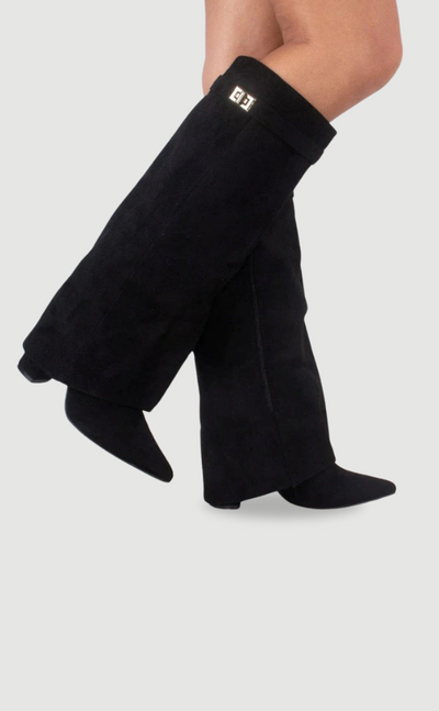 Evy | Elegante Damenstiefel aus hochwertigem Suede mit goldenen Akzenten