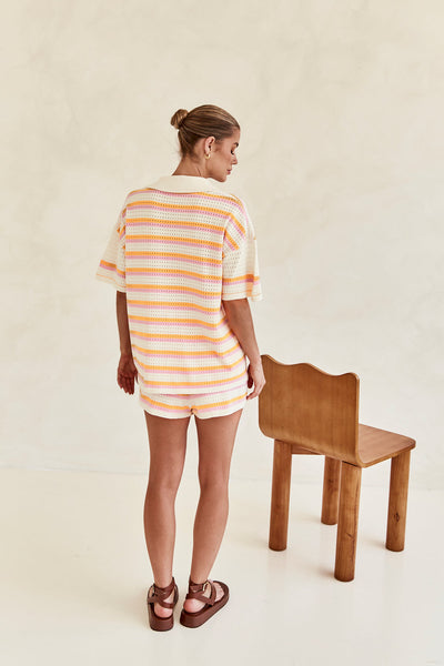 Pauline | Zweiteiliges Strick-Set mit Hemd & Shorts
