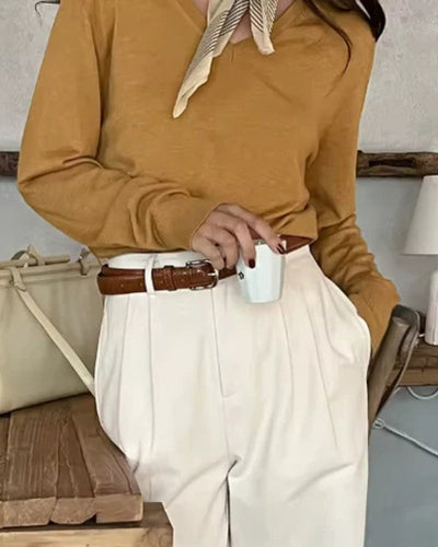 Ava | Plissiert High-Waist Baggy-Hosen mit Gürtel