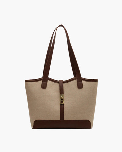 Amelia | Canvas Schulter Handtasche mit Lederdetails & Drehverschluss