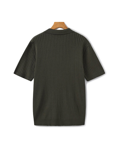 Christian | Herren Kurzarm Fein Rippenstrick Polo-Shirt