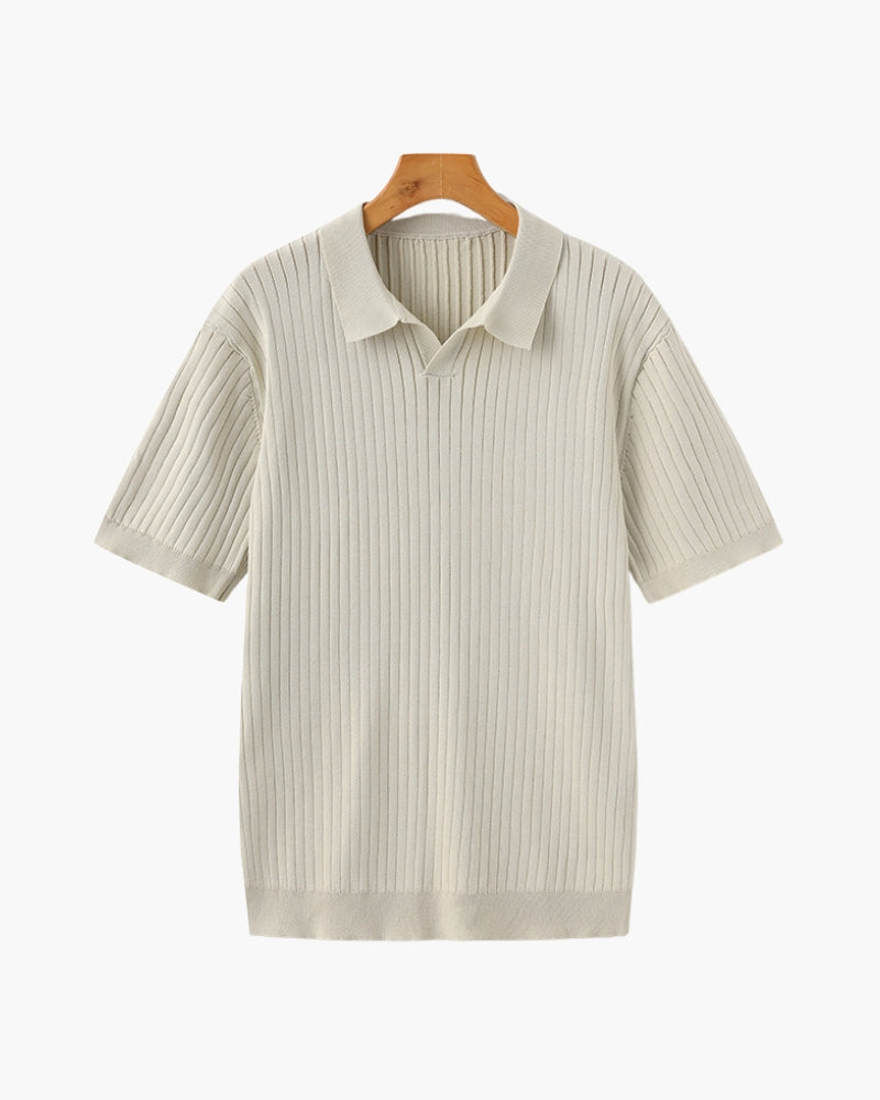 Christian | Herren Kurzarm Fein Rippenstrick Polo-Shirt