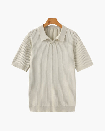 Christian | Herren Kurzarm Fein Rippenstrick Polo-Shirt