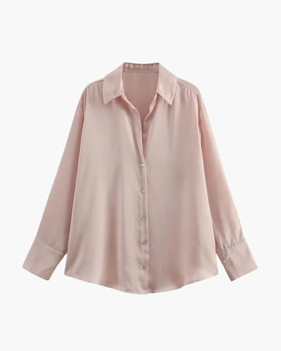Satin-Style Damenbluse mit Knopfleiste – Elegant, Fließend & Zeitlos