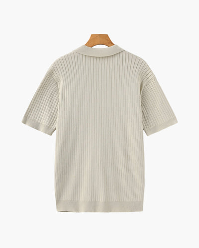 Christian | Herren Kurzarm Fein Rippenstrick Polo-Shirt