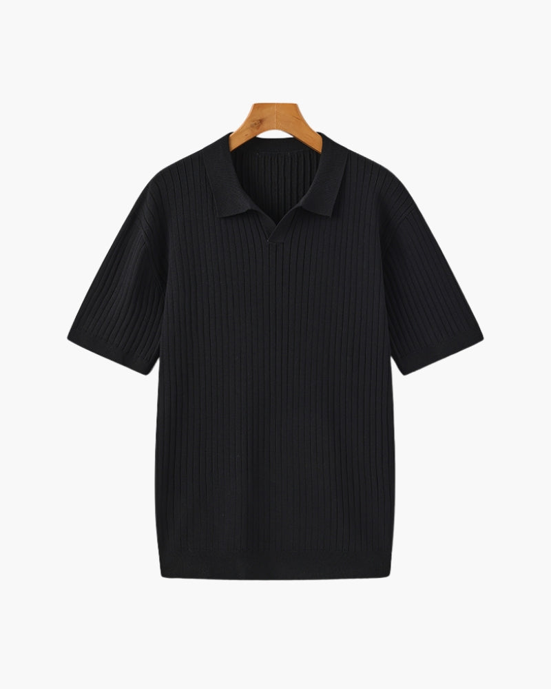 Christian | Herren Kurzarm Fein Rippenstrick Polo-Shirt