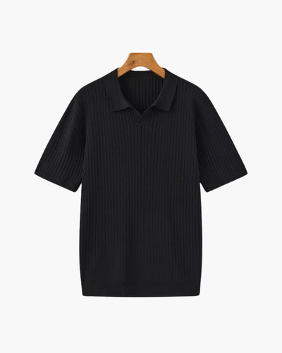 Christian | Herren Kurzarm Fein Rippenstrick Polo-Shirt