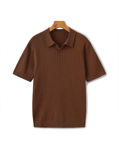 Christian | Herren Kurzarm Fein Rippenstrick Polo-Shirt