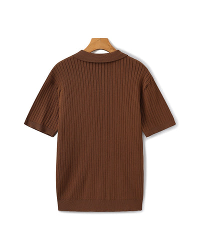 Christian | Herren Kurzarm Fein Rippenstrick Polo-Shirt