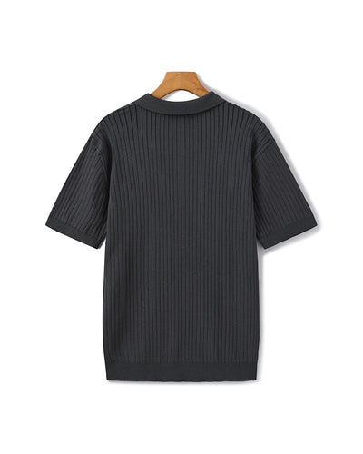 Christian | Herren Kurzarm Fein Rippenstrick Polo-Shirt