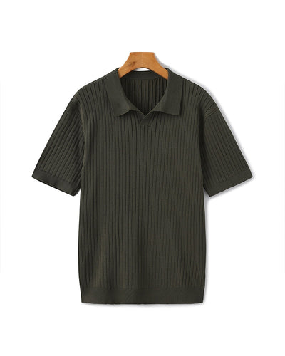 Christian | Herren Kurzarm Fein Rippenstrick Polo-Shirt