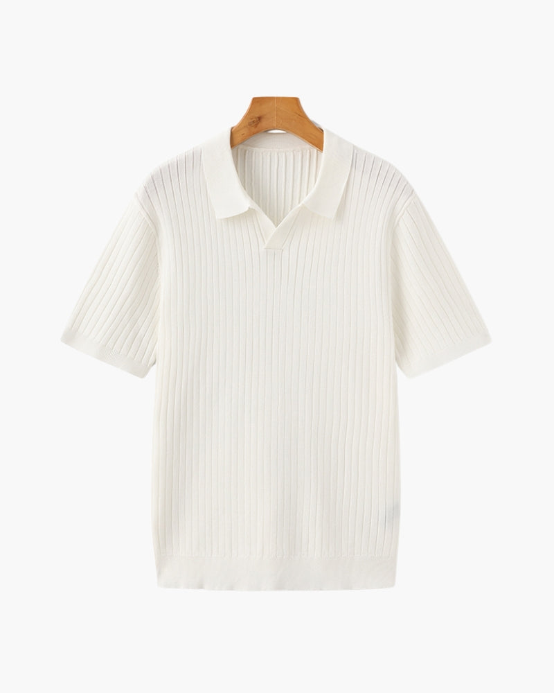 Christian | Herren Kurzarm Fein Rippenstrick Polo-Shirt