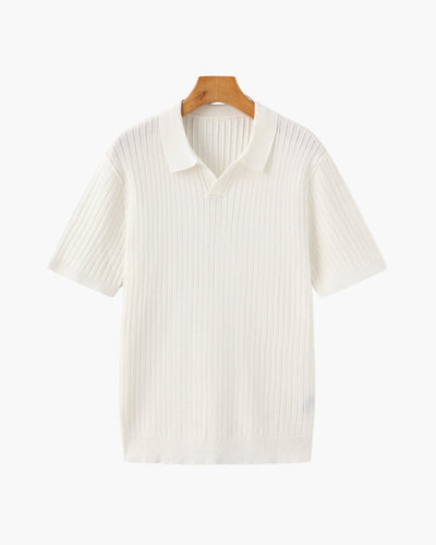 Christian | Herren Kurzarm Fein Rippenstrick Polo-Shirt