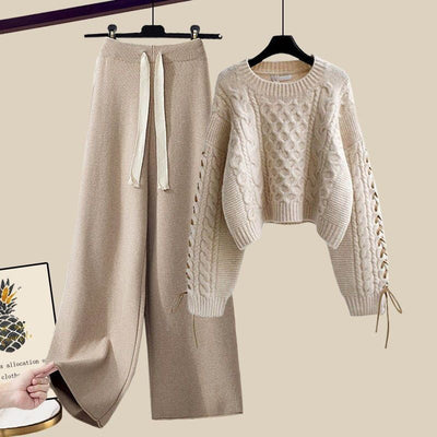 NINA | Bequemes Herbst-Strickpullover und Hosen-Set für Damen