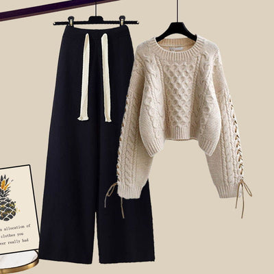 NINA | Bequemes Herbst-Strickpullover und Hosen-Set für Damen