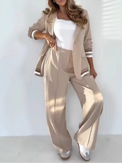 Damenanzug – Elegantes Zweiteiler-Set mit Blazer und weiter Hose