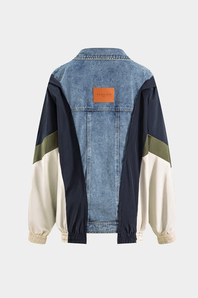 Jade | Patchwork-Jacke mit Denim- und Nylon-Elementen – Lässig und individuell