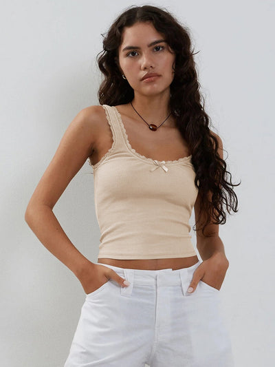 Nicola | Spitzen-Tanktop ohne Ärmel Crop-Top
