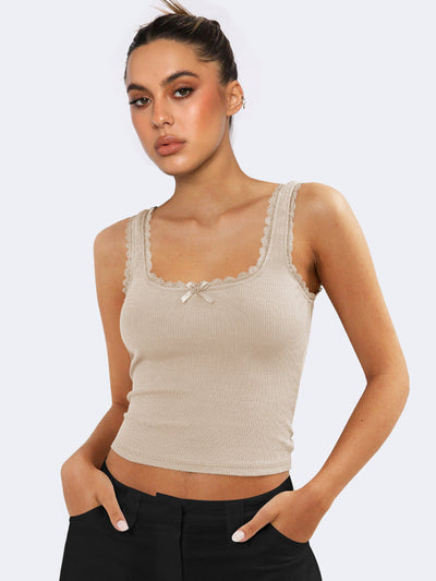 Nicola | Spitzen-Tanktop ohne Ärmel Crop-Top