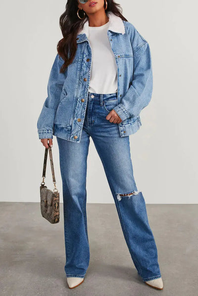 Eva | Damen-Denimjacke mit Fleecekragen – Trendy und Bequem für Jeden Tag Zendoo.de