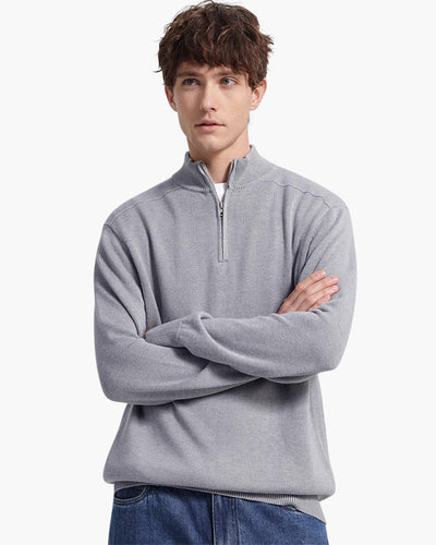 Dominic | Lässig 3-teiliges Passendes Set mit Half Zip-Pullover, Loafern & Runde Sonnenbrille