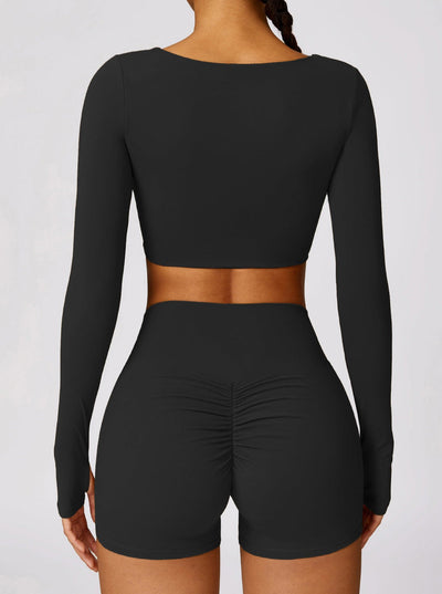 Livia | Langarm-Crop-Top mit Twist-Detail