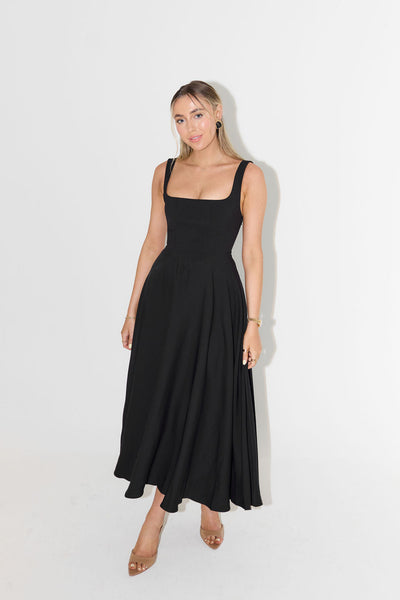 Bella | Elegantes Maxikleid A-Linie mit breiten Trägern – Schwarz, Weiß, Mintgrün