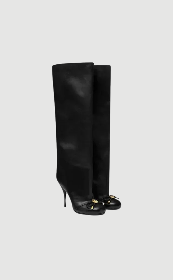 Emilia | Luxuriöse Lederstiefel für Damen – Alltagstauglich mit Eleganter Stiletto-Optik und Goldenen Details