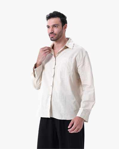 Christopher | Lange Ärmel Hemd & Hose Zweiteiliges Leinen-Set Herren-Sommer-Outfit