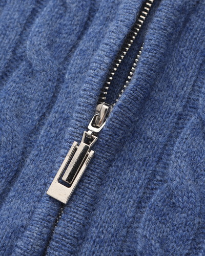 Roman | Chunky knit Herren Chasmere Pullover mit Kabelstrickmuster & Halb Reißverschluss Kragen