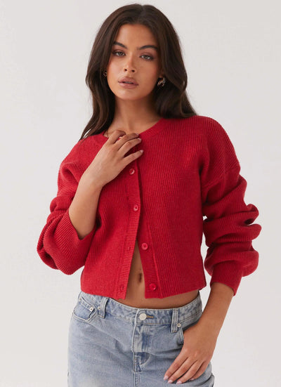 Clara | Elegante Rote Strickjacke Zendoo.de