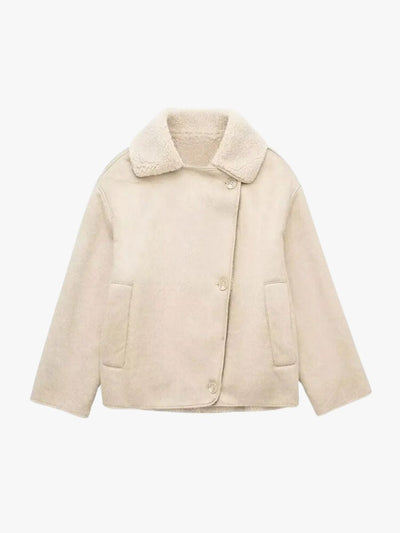 Kiara | Stilvolle Jacke mit Kunstleder- und Fleece-Details
