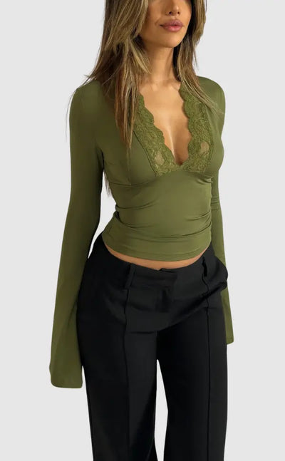 Roxana | Langärmliges Oberteil mit Spitze – Feminine Eleganz für Jeden Anlass Zendoo.de