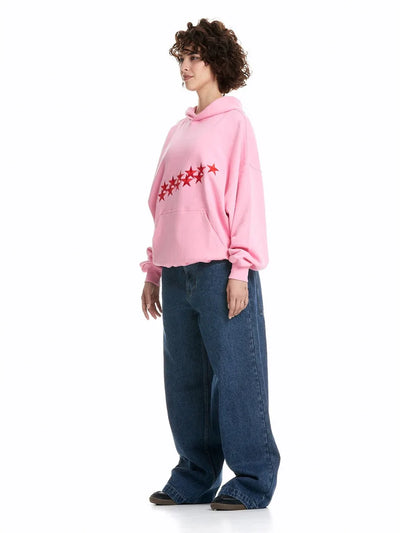Oversized Damen Hoodie mit Sternen-Print - Streetwear