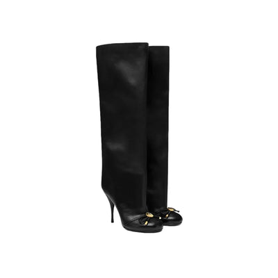 Emilia | Luxuriöse Lederstiefel für Damen – Alltagstauglich mit Eleganter Stiletto-Optik und Goldenen Details