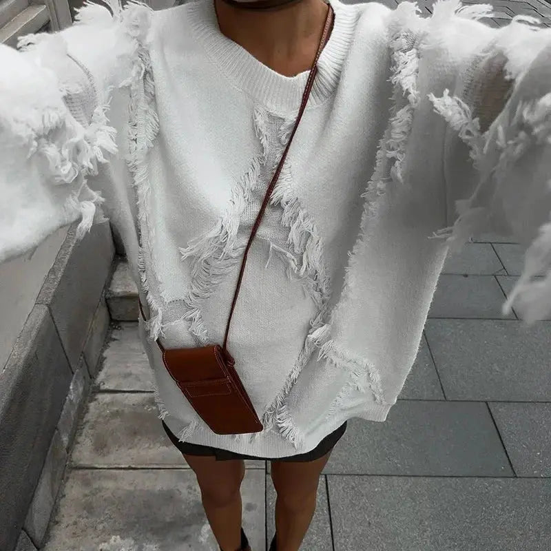 Clara | Übergroßer Pullover mit Quasten für Damen Zendoo.de