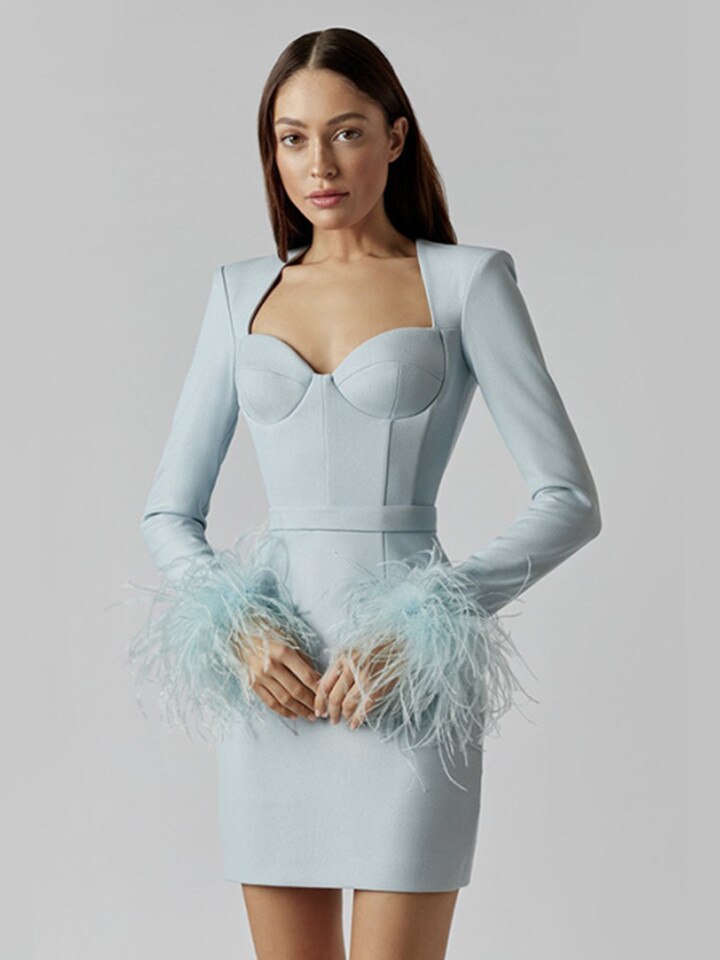 Sofia | Elegantes Minikleid mit Federdetails